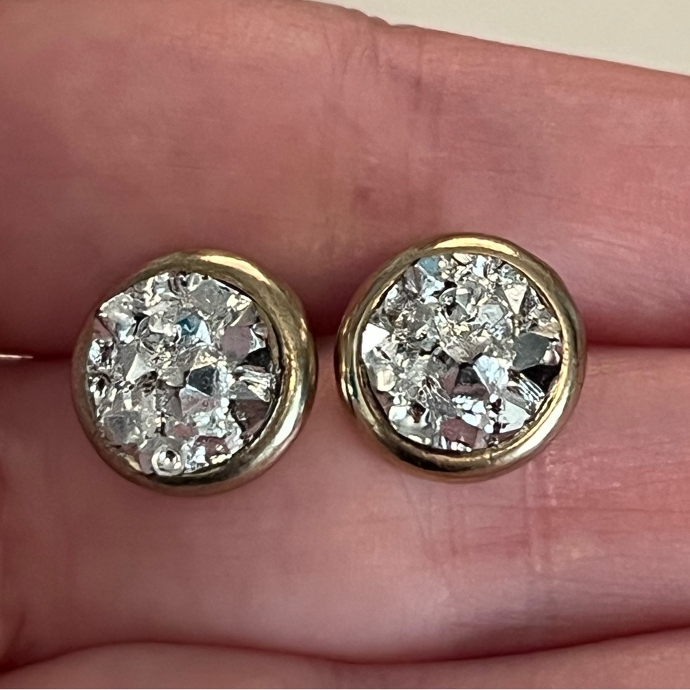 Silver Druzy Stud Earrings